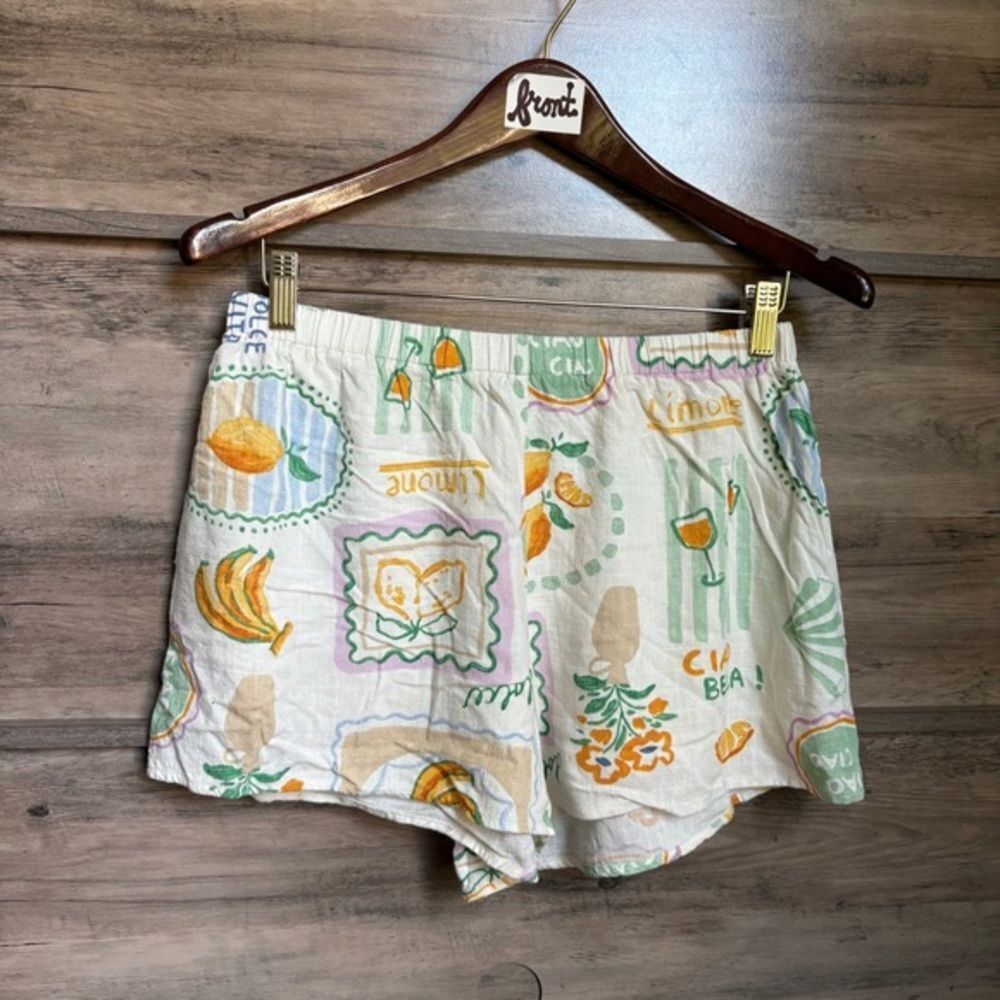 Casual Shorts M French Summer Pattern Ciao Bella Banana Dolce Lemon Preppy Artsy